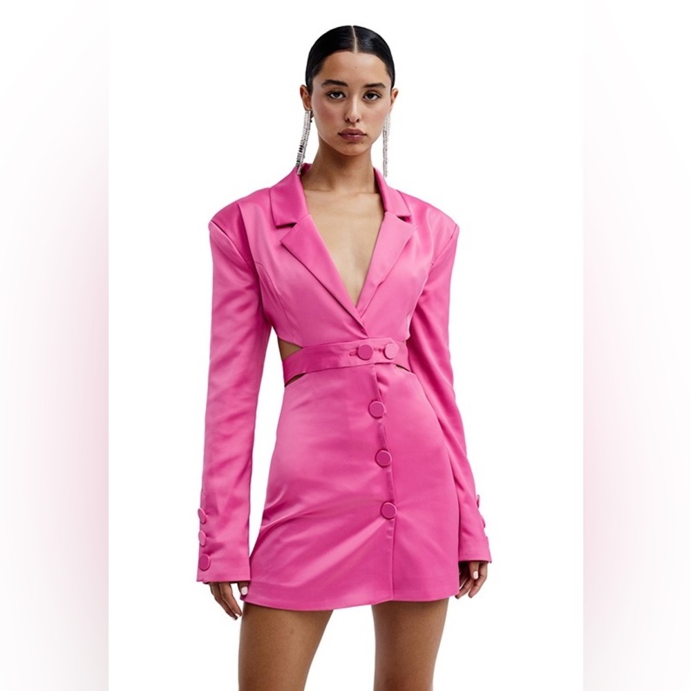 For love and lemons pink satin Marie blazer dress